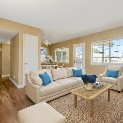 Living Room With Tan Furniture